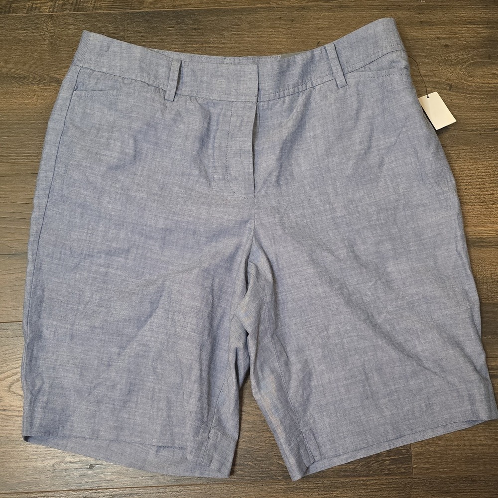 NWT Talbots Women's Perfect‎ Shorts Size 8P Blue Heathered Chino 31 x 9 Petite